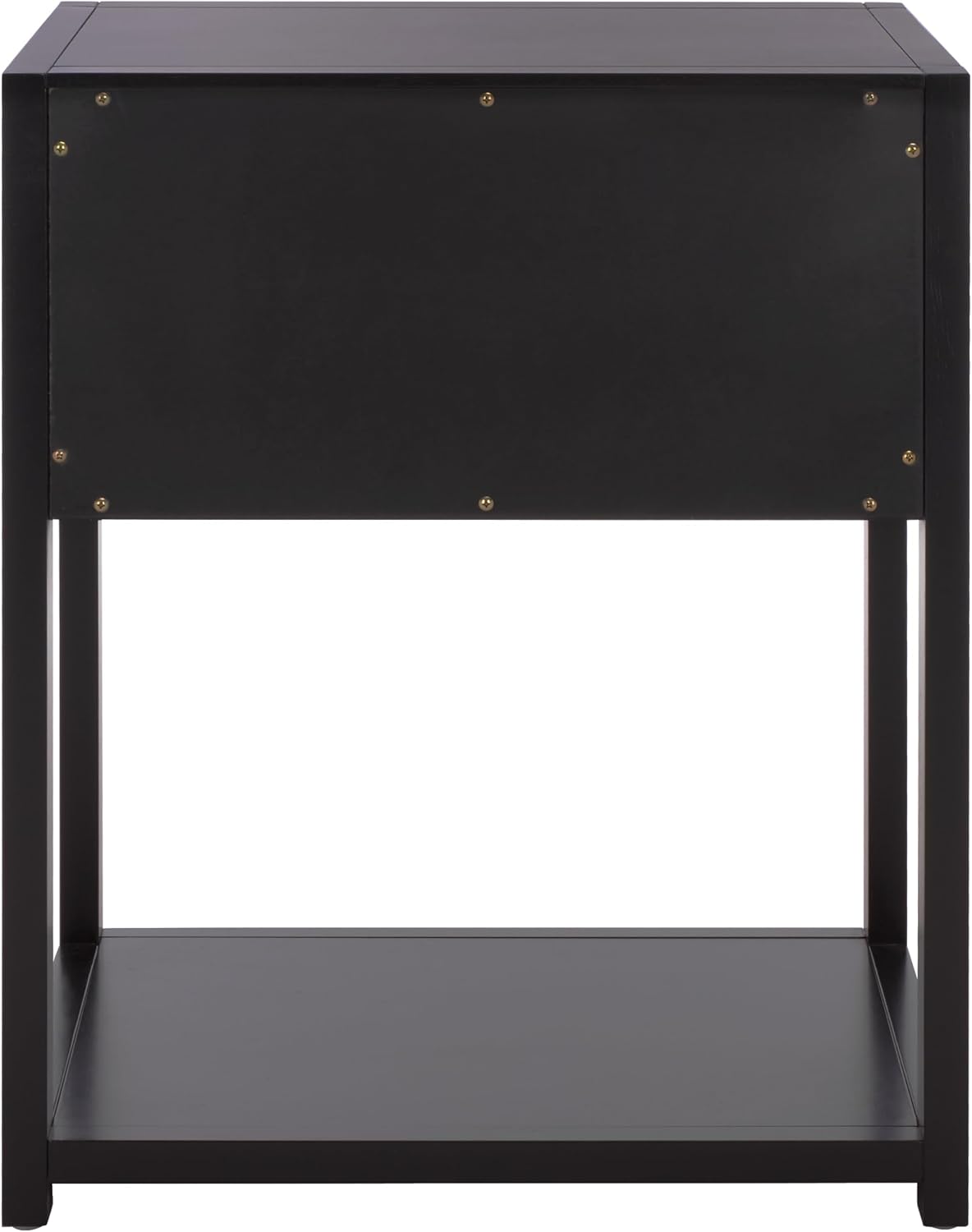SAFAVIEH Furniture - Sadie 1-Drawer Nightstand - Black - Wood - Glam Gold Hardware Design - Ideal for Bedroom, 21" W x 17.2" D x 26" H - Fully Assembled (NST9201E)