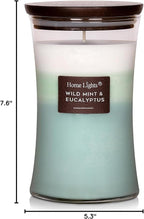 HomeLights 3-Layer Candles for Home Scented, 21.52 OZ Natural Soy Wax Scented Candles Burns Up to 100 Hours, Large Jar, Wild Mint & Eucalyptu
