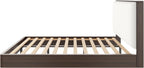 Merax Queen Platform Bed Frame with Bouclé Upholstered Headboard, Solid Wood Platform Bed, No Box Spring Needed, Noise-Free Modern Bed Frame for Bedroom, Walnut