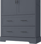 SOFTSEA Kitchen Pantry Storage Cabinet with Pull-Out Trays, Drawers and Cake Pan Storage Organizer, Freestanding Hutch with Doors, Grey