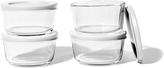 16-Piece Glass Food Storage Containers Set (8 Containers + 8 BPA-Free Lids) | 7-Ounce, Leakproof | Microwave, Freezer, Oven & Dishwasher Safe | Ideal for Meal Prep & Pantry Organization