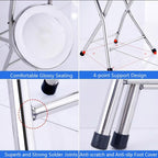 Folding Stool, Stainless Steel Bar Chair, Portable Collapsible Round Breakfast Bar Stool, Durable and Sturdy Portable Fold Up Stool for Outdoor Indoor Kitchen Dining Room