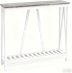 Entryway Table, 39" Farmhouse Console Table with Shelf Narrow Foyer Table | | 2-Tier Open Shelf,V-Shape Anti-Tip Legs,Slim Narrow Design,30-Min Easy Assembly,Sofa Table Use,Two-Tone Finish,Dark Oak