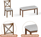 Zevemomo 6-Piece Wooden Dining Table Set, Wooden Legs Dining Table, Walnut | Dining Table Set for 6, Including 1 Dining Table, 4 Upholstered Chairs and 1 Bench, Table Set for Dining Room & Kitchen