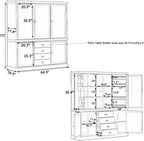 Merax 73''H Freestanding Wooden Kitchen Pantry Storage Cabinet, Organizers with 2 Upper & 2 Bottom Cabinets & 4 Drawers & 8 Adjustable Shelves, Anti-Tipping Device Cupboard for Dining Room, Blue