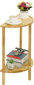 End Table Half Moon Side Tables, 2 Tier Half Round Side Table, Sofa Side Half Round Table with 2-Tier Storage Shelves, Nightstand for Living Room, Bedroom, Small Space, Rustic Brown, Boho Side Table