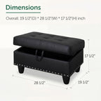28.5 Inch Storage Ottoman Bench with Hidden Storage, PU Leather Upholstered Foot Rest Stool, Tufted End of Bed Bench for Bedroom Living Room, Easy to Clean, Black