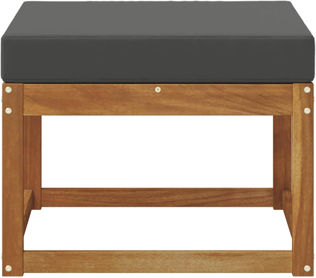 Solid Acacia Wood Outdoor Footstool with Modern Slatted Design, Versatile Modular Ottoman for Patio, Garden, and Backyard Seating Arrangements
