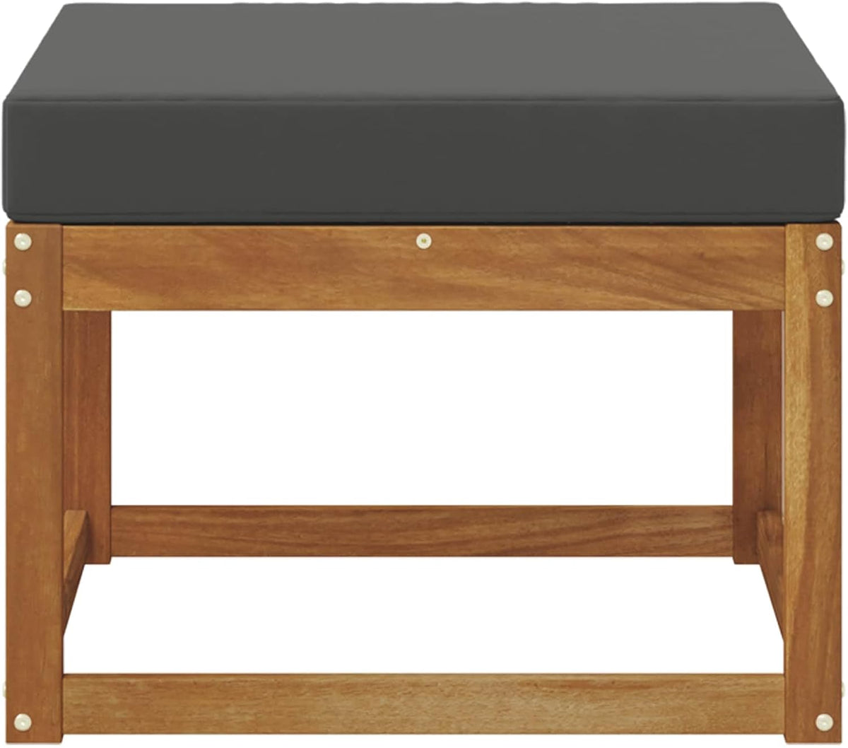 Solid Acacia Wood Outdoor Footstool with Modern Slatted Design, Versatile Modular Ottoman for Patio, Garden, and Backyard Seating Arrangements
