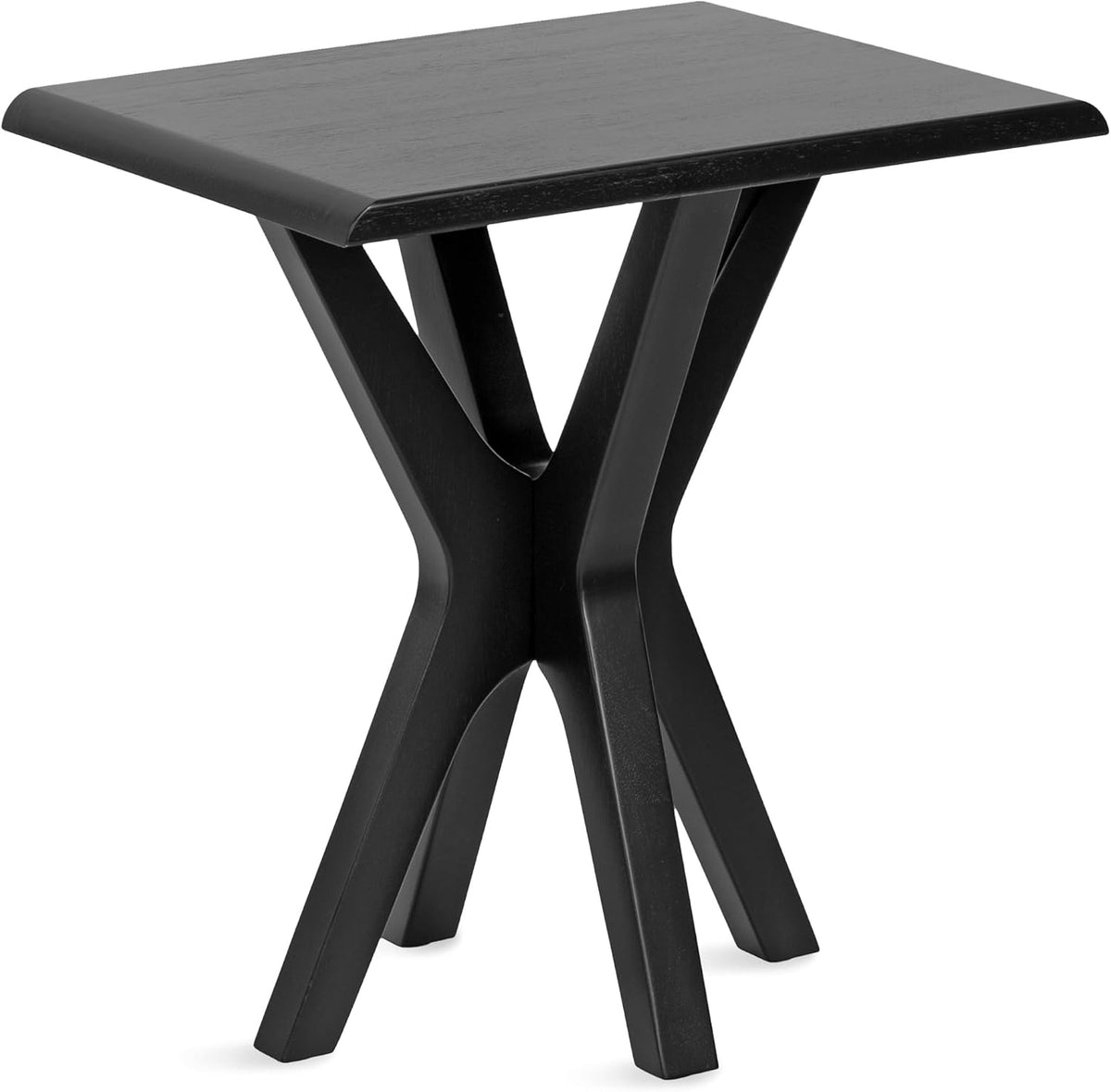 Kate and Laurel Yates Mid-Century Modern Wooden Rectangle Side Table, 22 x 18 x 25, Black, Transitional Rectangular End Table with Geometric X-Design for Use as Bedroom Black Night Stand