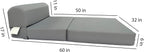 D&D Futon Furniture Sleeper Chair Folding Bed, Studio Sofa Guest Folded Mattress, High Density Foam (70 x 32 x 6, Gray)