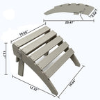 Folding Adirondack Ottoman Set of 2, HDPE All Weather Adirondack Chair Footrest, No Assembly Outdoor Footstool, Foldable Patio Ottoman for Poolside Backyard Porch Lawn, 19.5 Inch Wide, Sand