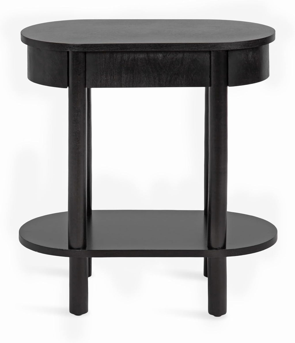 Kate and Laurel Koji Modern Tiered Rectangular Side Table; 22 x 12 x 24; Black; Transitional Two-Tier Wood Capsule End Table with Storage for Use as Bedroom Accent or Indoor Plant Stand