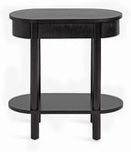 Kate and Laurel Koji Modern Tiered Rectangular Side Table; 22 x 12 x 24; Black; Transitional Two-Tier Wood Capsule End Table with Storage for Use as Bedroom Accent or Indoor Plant Stand