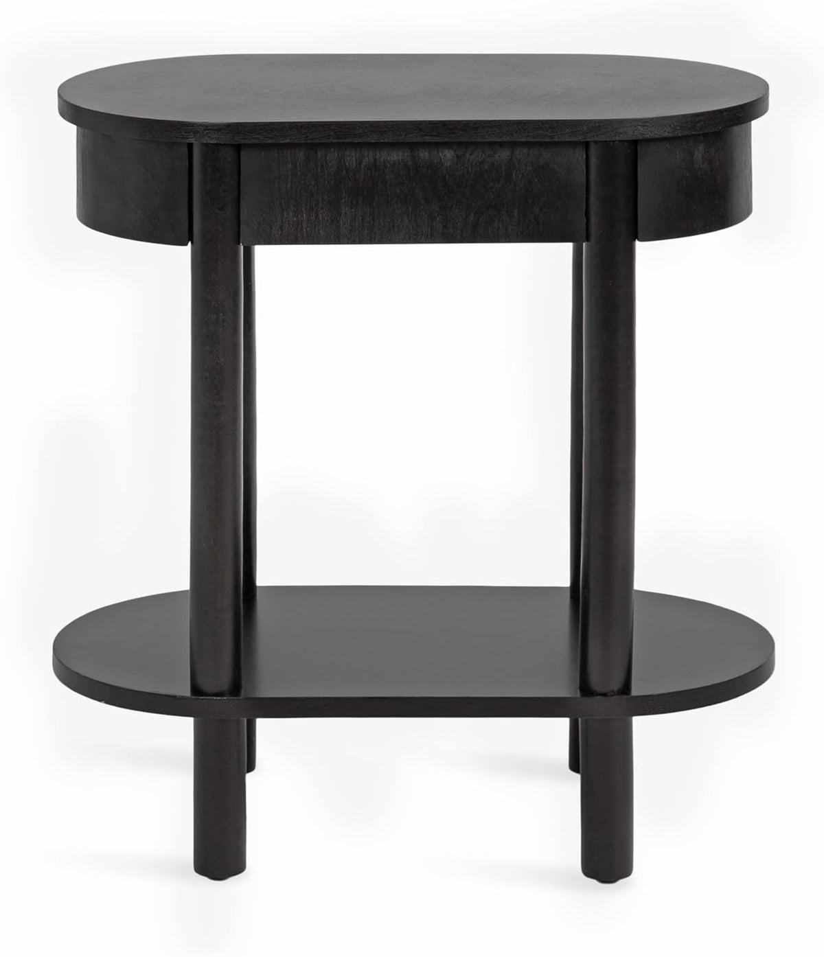 Kate and Laurel Koji Modern Tiered Rectangular Side Table; 22 x 12 x 24; Black; Transitional Two-Tier Wood Capsule End Table with Storage for Use as Bedroom Accent or Indoor Plant Stand