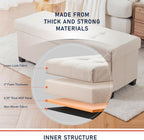 Ornavo Home 43" Large Storage Ottoman Bench with Legs, Beige | Foot Rest Stool; Ottoman with Hidden Storage; Ideal for Bedroom, Living Room, Entryway or Home Office