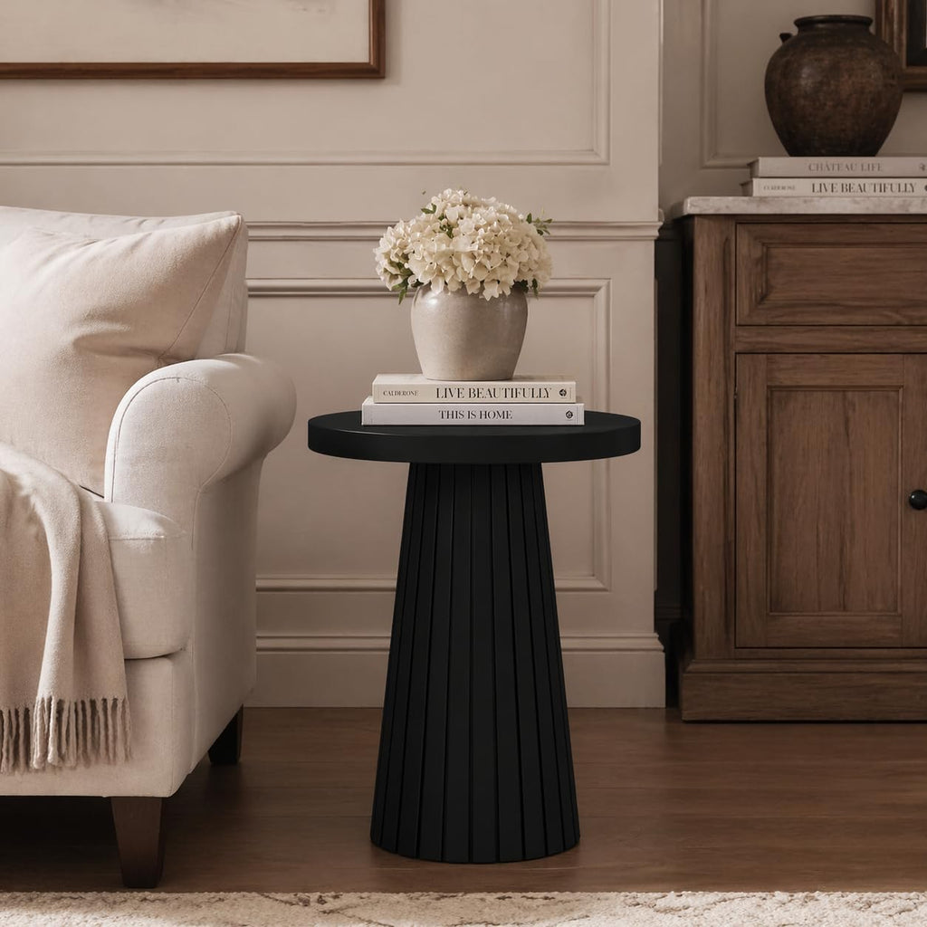 Spatial Order Black Mango Wood End/Side Round Table