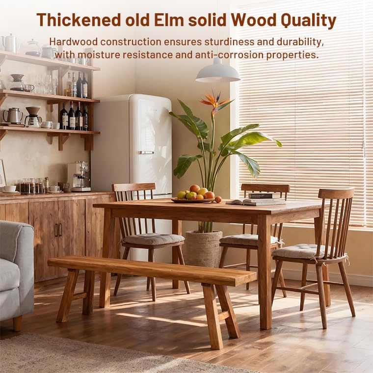 Wood Bench Indoor Farmhouse Skinny Entryway Bench Hallway Foyer with Sturdy | Rustic Indoor Bench End of Bed, Norrow Solid Wood Benches for Bedroom Living Room 31.4 x10.2 inch