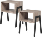 HOOBRO Small Nightstands Set of 2, Stackable End Tables, Side Tables, Bedside Tables with Open Storage Shelf, for Small Spaces, Bedroom, Living Room, Greige and Black BG38BZP201