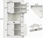 74"Corner Cabinet with Charging Station,Kitchen Pantry Storage Cabinet with Drawer,Freestanding Kitchen Pantry Cabinets with Doors and Shelves,Farmhouse Food Hutch for Dining Room,Living Room(White)