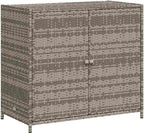 Grey Outdoor Storage Cabinet for Patio and Garden with 4 Shelves, Durable PE Rattan Construction, Weather Resistant Design, Ample Space for Cushions and Supplies
