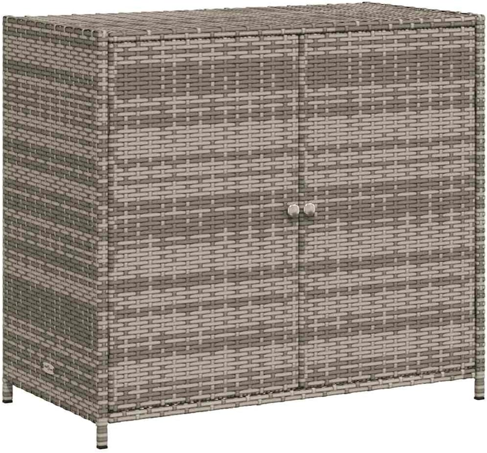 Grey Outdoor Storage Cabinet for Patio and Garden with 4 Shelves, Durable PE Rattan Construction, Weather Resistant Design, Ample Space for Cushions and Supplies