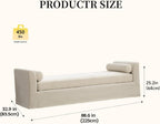 Chifee & Vingol 88.6" W Oversized Chaise Lounge Upholstered Bedroom Benches Extra-Long Indoor Bench Entryway Bench with Removable Pillows for Living Room Hallway,Beige
