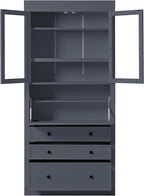 78" Tall Kitchen Pantry Cabinet, Freestanding Food Storage Pantry Cupboard with Power Outlet,3 Storage Compartments and Adjustable Shelves, Farmhouse Kitchen Hutch for Dining Room,Grey
