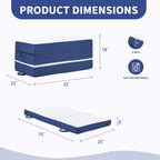 Folding Mattress Single Size,6" Trifold Foldable Sofa for Camping,White | Memory Foam Tri Portable Trifold Mattress Topper Single with Breathable & Washable Cover, 75"×25"×6"