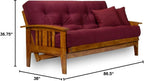 Westfield Futon Set - Queen Size, Frame, 8" Mattress, Twill Burgundy Cover