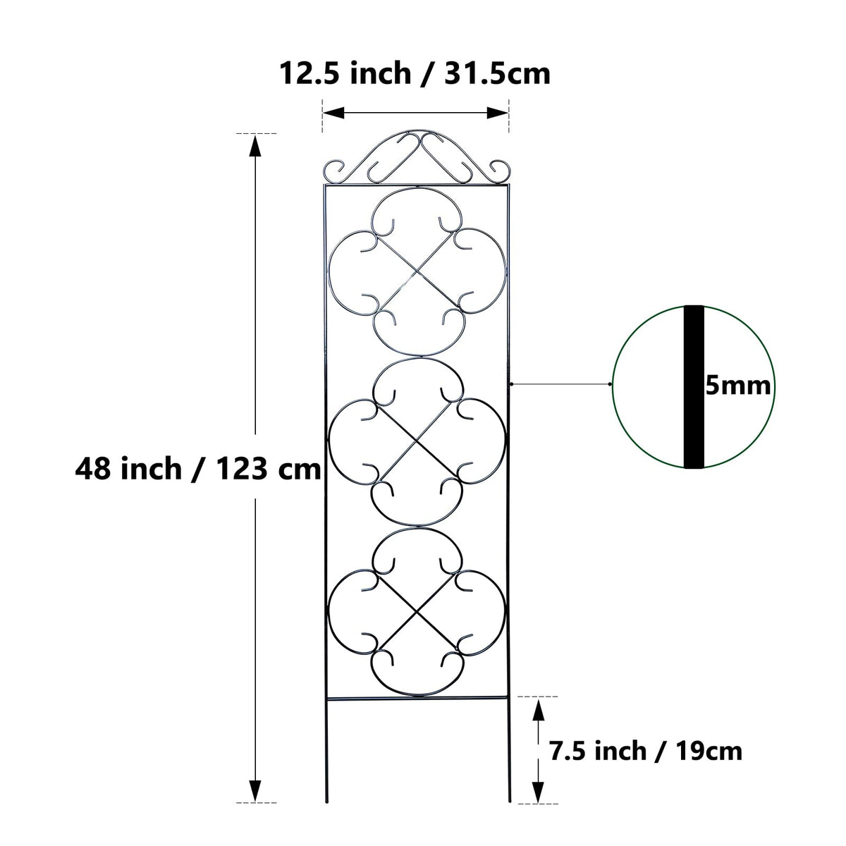 Thealyn 4 Pack 48" x 12.5" Metal Trellis for Potted Plants and Planters