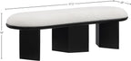 Meridian Furniture 22005Cream Wilshire Collection Art Deco Bench with Luxurious Cream Boucle Fabric and Rich Solid Wood with Black Finish, 57.5" W x 20" D x 18" H, Cream