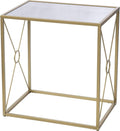 HomeStock Mirror Top End Table - Geometric Metal Base - Modern Living Room Side Table - 23" W x 16" D x 24" H