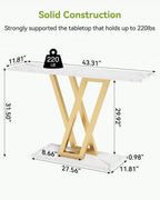 LITTLE TREE Console Table Hallway Table for Entryway 43 Inch Sofa Table Entryway Tables for Living Room, White & Gold