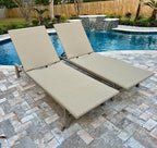 PURPLE LEAF Outdoor Chaise Lounge Chair Wood Grain Aluminum, Beige | 3-Year Color Retention PE Rattan, 2.4" Thickened Aluminum Frame, Knee-Friendly Height, For Poolside Patio Garden