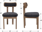 Linen Dining Chairs Set of 2, Mid Century Modern Upholstered Dining Room Chairs with Curved Back, Armless Kitchen Chairs for Living Room/Restaurant/Balcony/Bedroom/Home Desk/Task, Grey