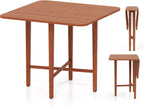 GOFLAME Square Drop Leaf Dining Table for 2-4 People, Folding Kitchen Table with Solid Rubber Wood Legs, Farmhouse Extendable Table for Dining Room, Living Room, Small Space, Walnut
