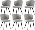 Dining Chairs Set of 6, Sturdy Metal Legs, High-Resilience Sponge, Non-Scratch Pads, for Kitchen, Dining Room, Living Room