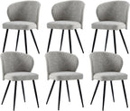Dining Chairs Set of 6, Sturdy Metal Legs, High-Resilience Sponge, Non-Scratch Pads, for Kitchen, Dining Room, Living Room