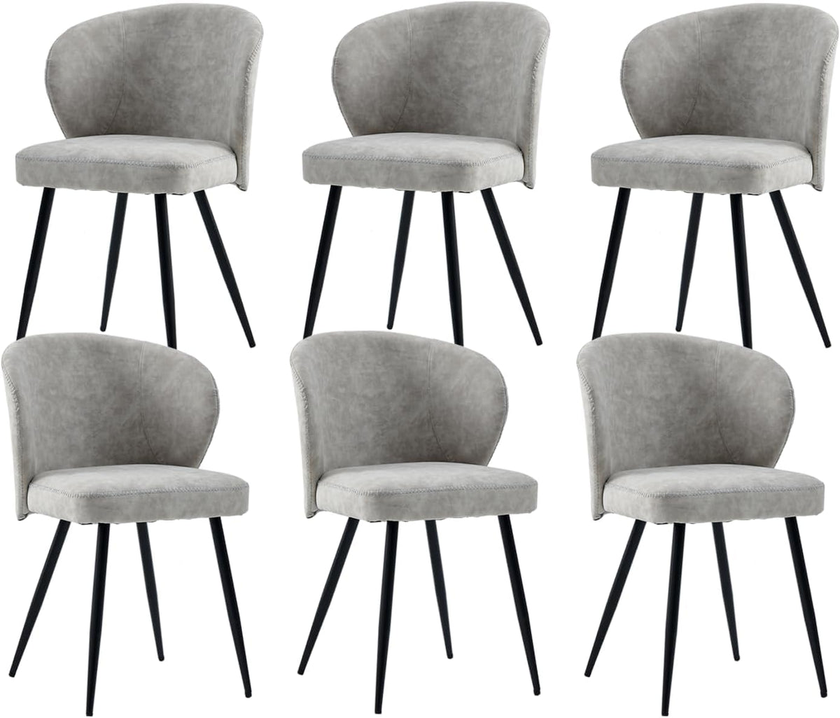 Dining Chairs Set of 6, Sturdy Metal Legs, High-Resilience Sponge, Non-Scratch Pads, for Kitchen, Dining Room, Living Room