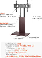 VEVOR Universal TV Stand, Table Top TV Stand for 32-70 inch Screens, Swivel and Height Adjustable TV Mount Stand Holds up to 99 lbs with Power Strip, for Living Room, Bedroom, MAX VESA 600 x 400 mm