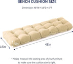 IPYNBAP Outdoor Bench Cushion, 48x18x5 Inch, Waterproof Bench Cushion for Outdoor/Indoor Furniture, Tufted Patio Bench Seat Cushion, Fade Resistant Outdoor Cushions for Porch Swing Couch, Beige