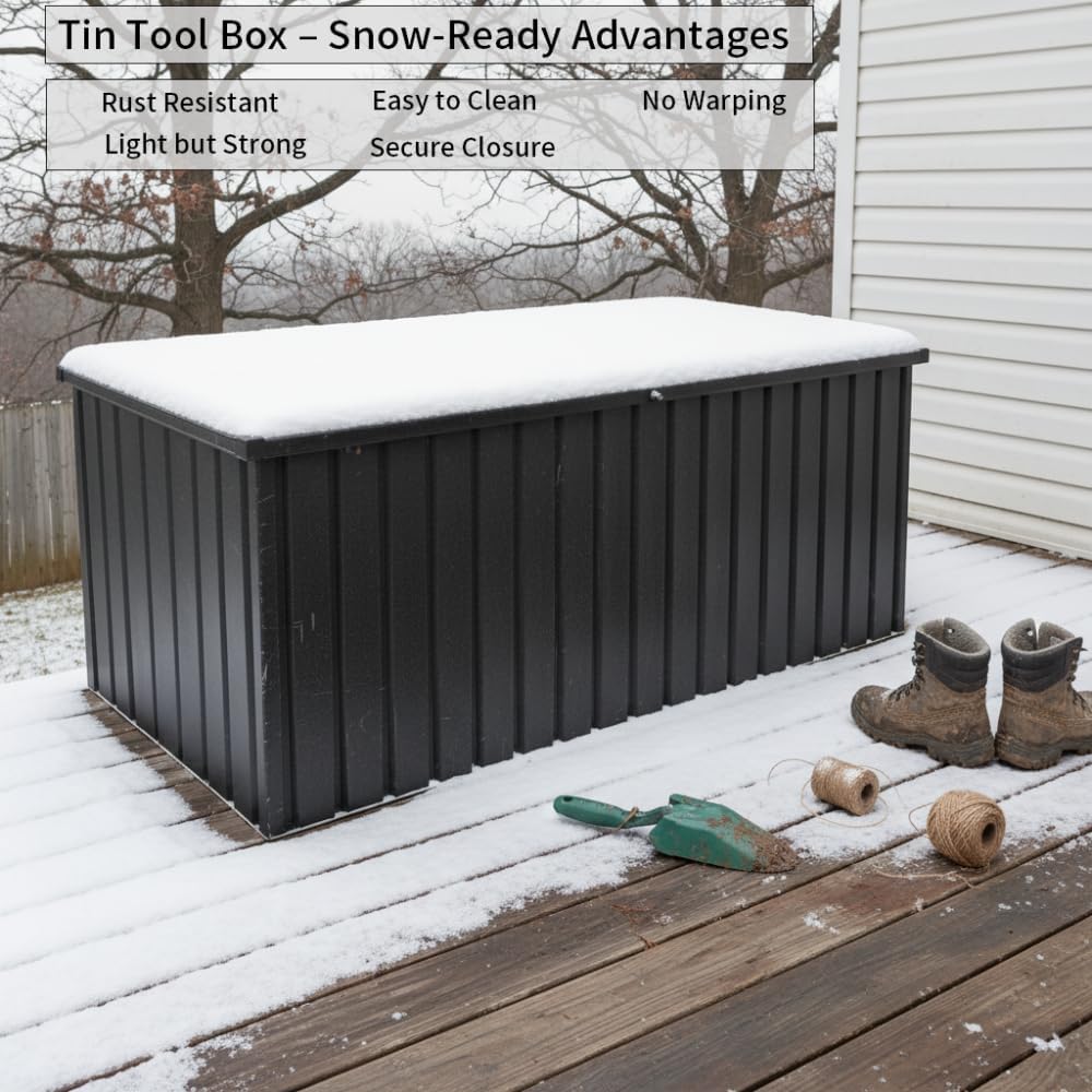 Metal Storage Box for Outdoors, Durable Large Capacity Organizer, Waterproof Garden Storage Solution for Tools, Equipment, and Supplies, Ideal for Home and Patio Use