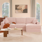 GOSUHI 113" L-Shaped Cloud Couch, Modular Sectional, Deep Seats, Pink | Pocket Spring Cushions, Oversized 3-Seater, Right Facing Chaise, Corduroy Upholstery Couches for Living Room