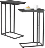 C-Shaped End Table, TV Tray Set of 2, Couch Side Laptop Desk, for Living Room, Bedroom, Small Spaces, Black, 2 Pack