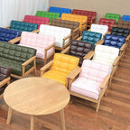 Sofa Chair: Solid Wood Arm & PU Leather Fabric Seating Chair Photography Prop Bench Photoshoot Photo Posing Props for Camel Loveseat