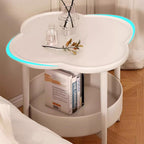 2 Tier Round Side Table, End Table with Storage Shelf, Small Round Nightstand for Living Room, Sofa Coffee Table, End Tables Indoor Outdoor for Small Spaces Bedroom Balcony Office