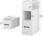 CHOEZON Narrow Side Table, 7.9" Small Nightstand with Drawer, Skinny Bedside Table, for Small Spaces, Flexible Open Compartment, for Bedroom, Living Room, White MBZ11WB