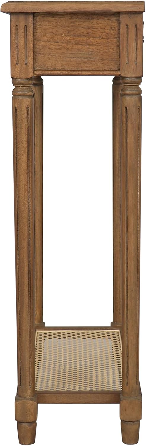East at Main Lenora Console Table – 23.75” Narrow Entryway Table with Storage & Cane Shelf – Solid Wood Accent Table for Hallways, Foyers, and Small Spaces – French Country & Traditional Style