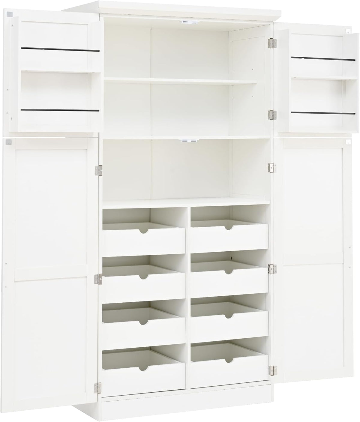 LUMISOL Kitchen Pantry Cabinet, 70.9" Tall Cupboard Storage Cabinet with Adjustable Shelves and Door Shelves, Freestanding Kitchen Hutch with 8 Pull-Out Trays for Dining Room Living Room, White